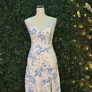 Floral Blue and White Dress